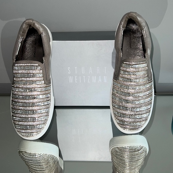 Girls Stuart Weitzman crystal embellished slip on sneakers - Picture 1 of 3